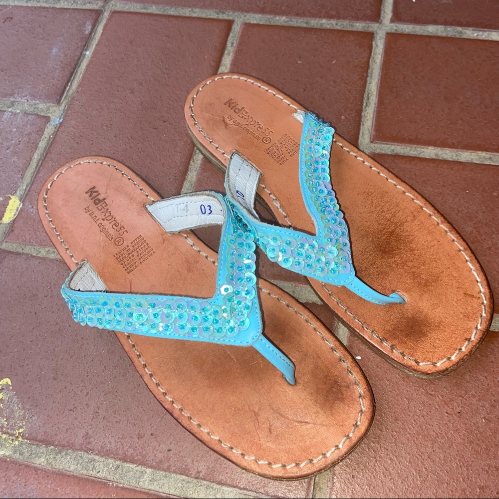 Kid Express Turquoise Sequined Sandals